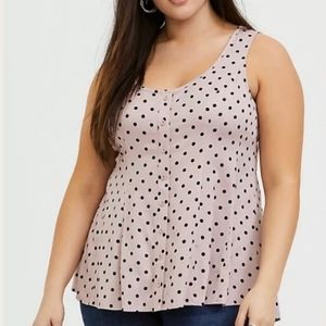 Torrid Pink Polkadot Challis Fit & Flare Tank Top